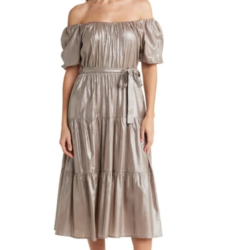 MELLODAY Square Neck Puff Sleeve Tiered Dress